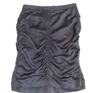 THEORY Black Ruched Pencil Skirt Size 10